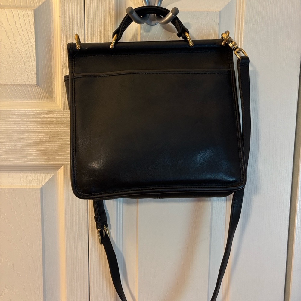 Coach Willis Black Leather Turnlock Top-Handle Shoulder Bag - Picture 5 of 12
